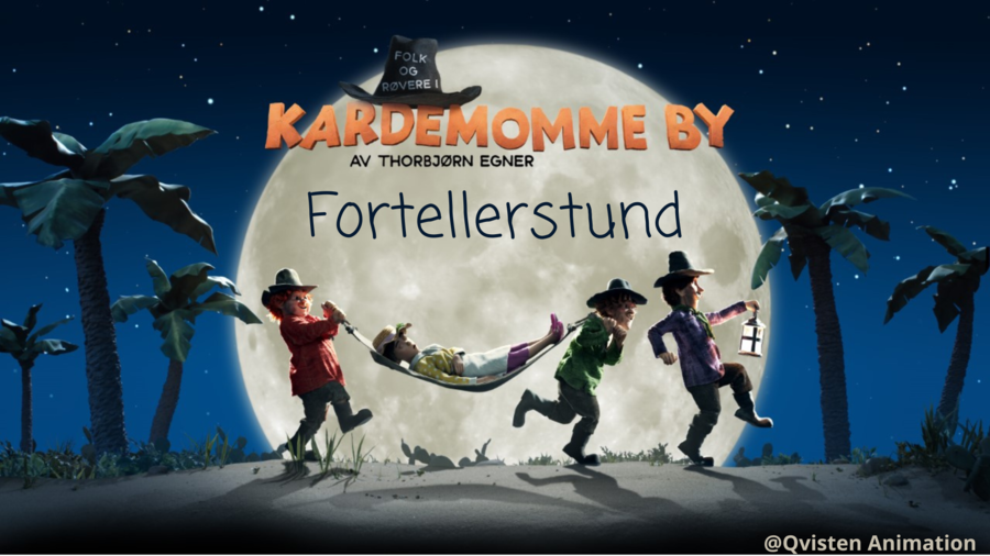 Røvere som bortfører en kvinne foran en stor fullmåne. Animert.